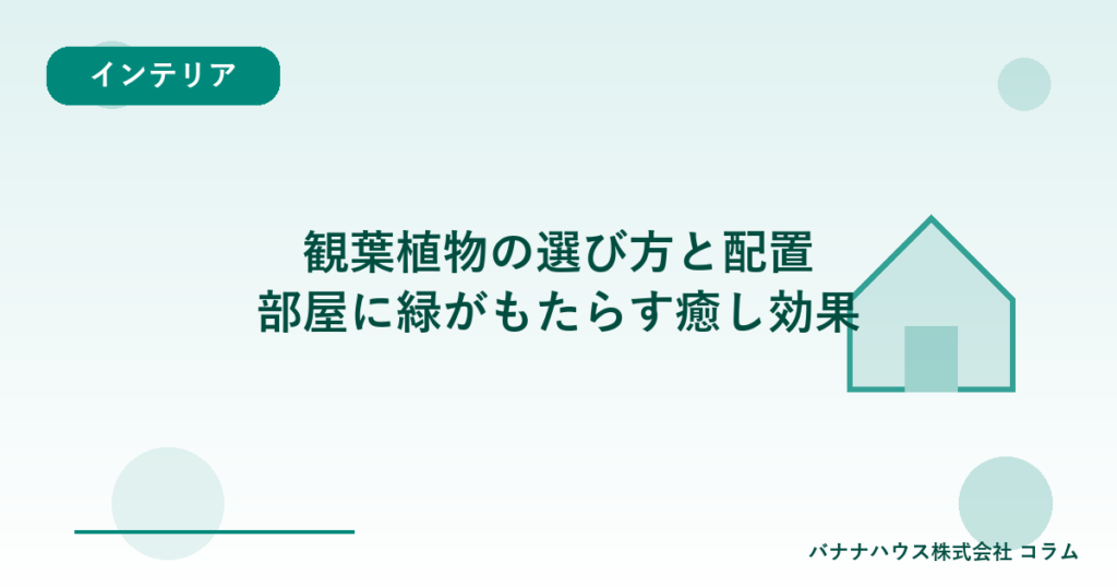 観葉植物の選び方と配置｜部屋に緑がもたらす癒し効果