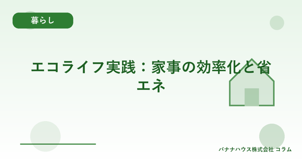 エコライフ実践：家事の効率化と省エネ